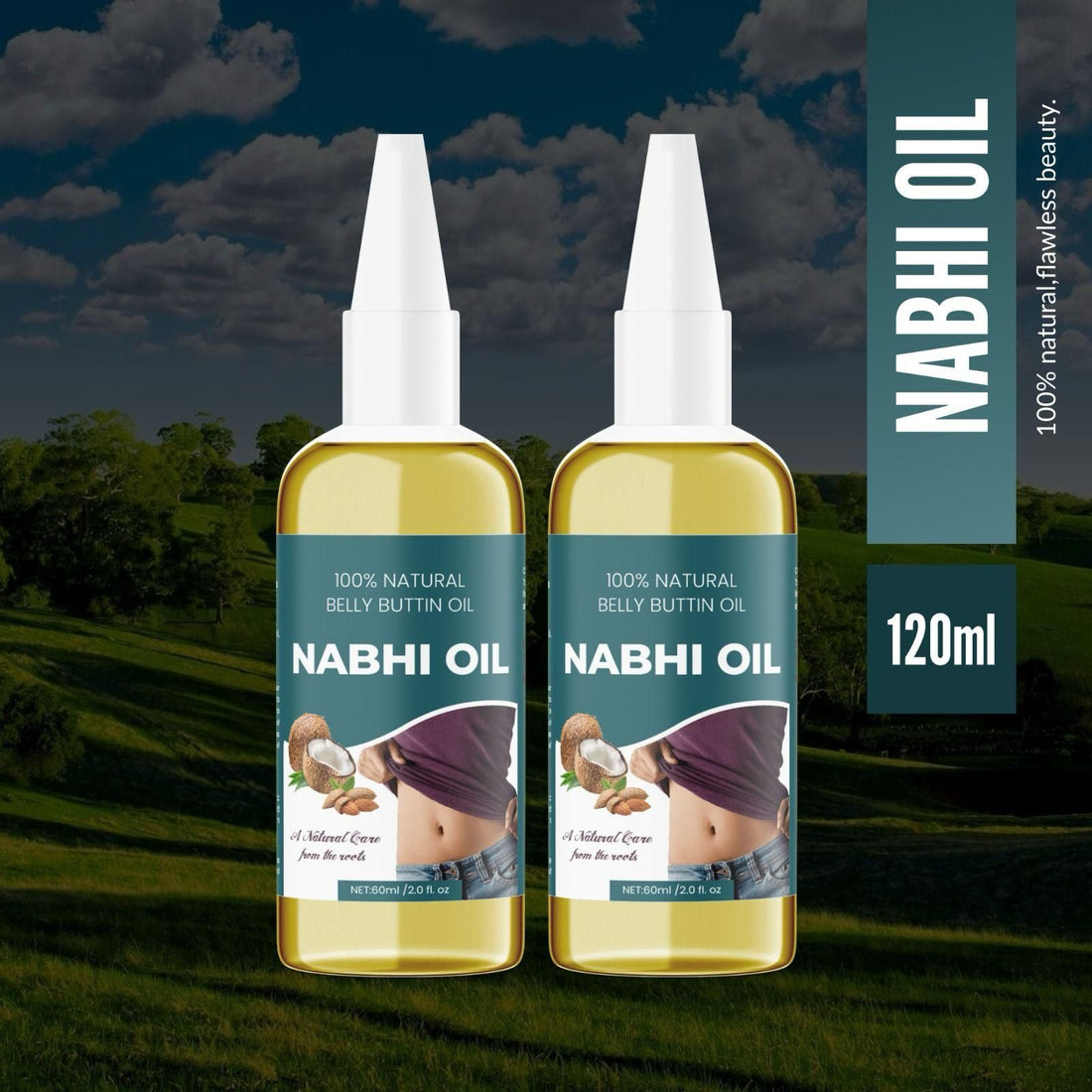 Natural Belly Buttin Oil Nabhi Oil 60ml (Pack Of 2)