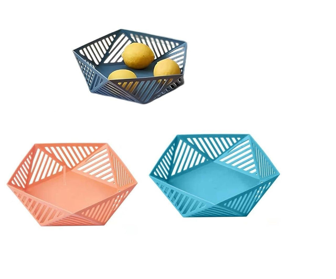 Plastic Vegetables Fruit Basket Geometric Design Fruit Bowl for Kitchen